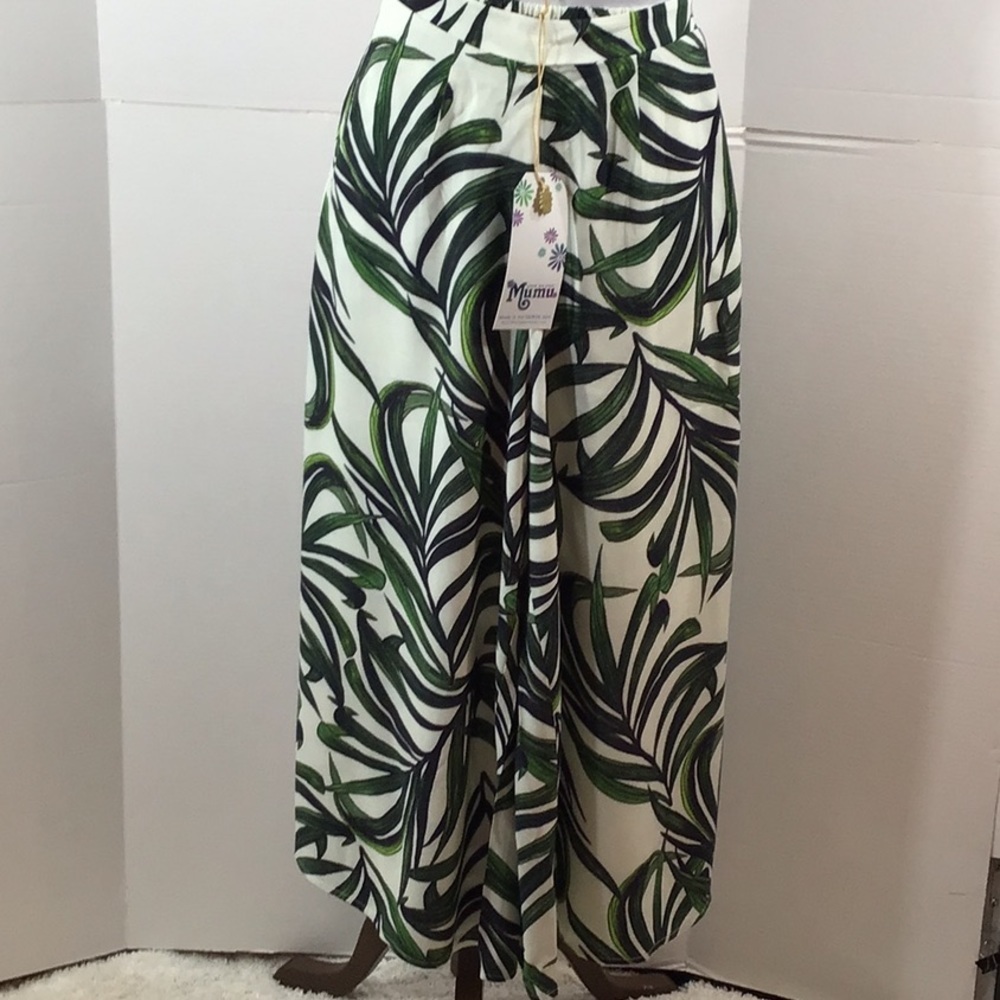 SMYM palm print gaucho pants XS NWT